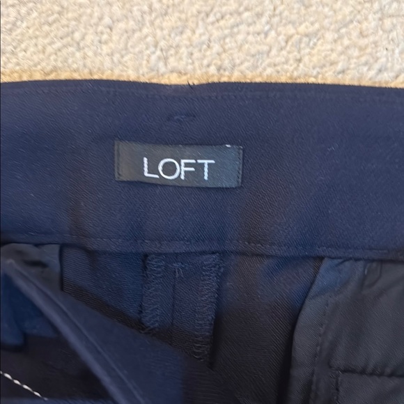 LOFT Navy Straight Leg Trousers with Belt - Picture 3 of 7